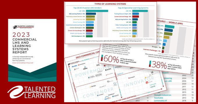 💥Don't miss our 2023 Learning Systems Market Report by our Lead Analyst @JohnLeh💥 #LMS buyers + sellers, see how these independent insights can help you make better decisions! ➡️talentedlearning.com/2023-commercia… #onlinelearning #elearning #onlinecourses #customereducation #atd #hrtech