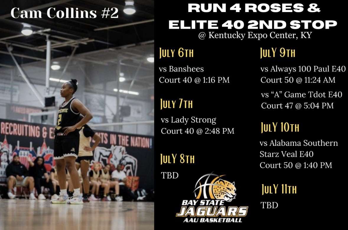 Schedule for this week tourney in Kentucky w/ the Jags fam!!! 💛🖤
<a href="/LaurieBollin/">LAURIE BOLLIN</a> <a href="/BayStateJags/">Bay State Jaguars</a>