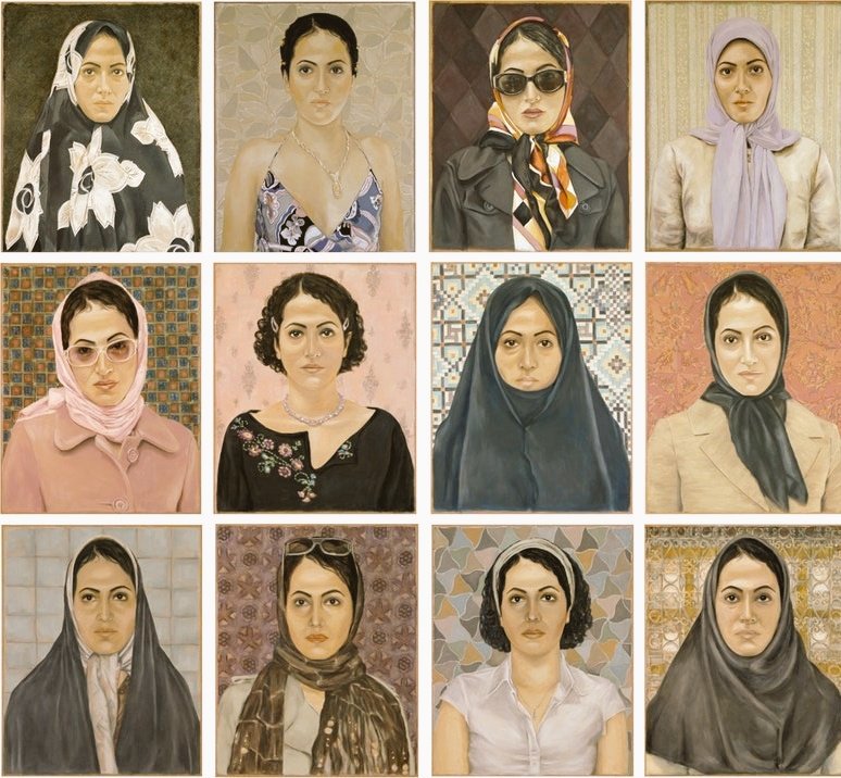 womensart1's tweet photo. Self Portrait by Berlin based Iranian artist Mona Hakimi-Schueler who explores the contradictions, strengths &amp; limitations of Iranian female identity #WomensArt https://t.co/tSpZy1VNAm