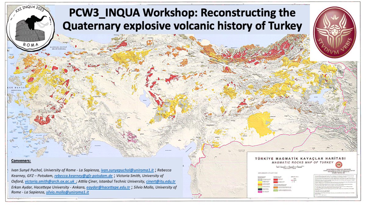 Participate online to the hybrid PCW3_INQUA Workshop about “Reconstructing the Quaternary explosive volcanic history of Turkey' (inquaroma2023.org/workshops-and-…) that will be held next Thursday the 13th of July 2023 in Rome. If you are interested sign up here docs.google.com/forms/d/e/1FAI…