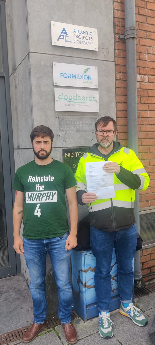 themurphy4_'s tweet photo. Unite activists today paid a visit to Atlantic Projects Company in #Limerick. APC have engaged @jmurphyandsons in contract works for Flexgen on @ESBNetworks power plants in Ireland.

Murphy is quickly becoming a toxic brand for their treatment of the @UniteunionROI #Murphy4 https://t.co/7IF2n4joEb