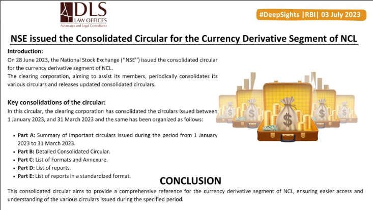 DLSLawOfficesIN's tweet photo. #DeepSights |RBI| 03 July 2023

The National Stock Exchange (‘’NSE’’) issued the consolidated circular for the currency derivative segment of NCL.

#SEBI #dlslawoffices #dls #DeepSights #rbi #rbipolicy #nse #nseindia #legalupdate #legal #law https://t.co/Jp3uaTBan2