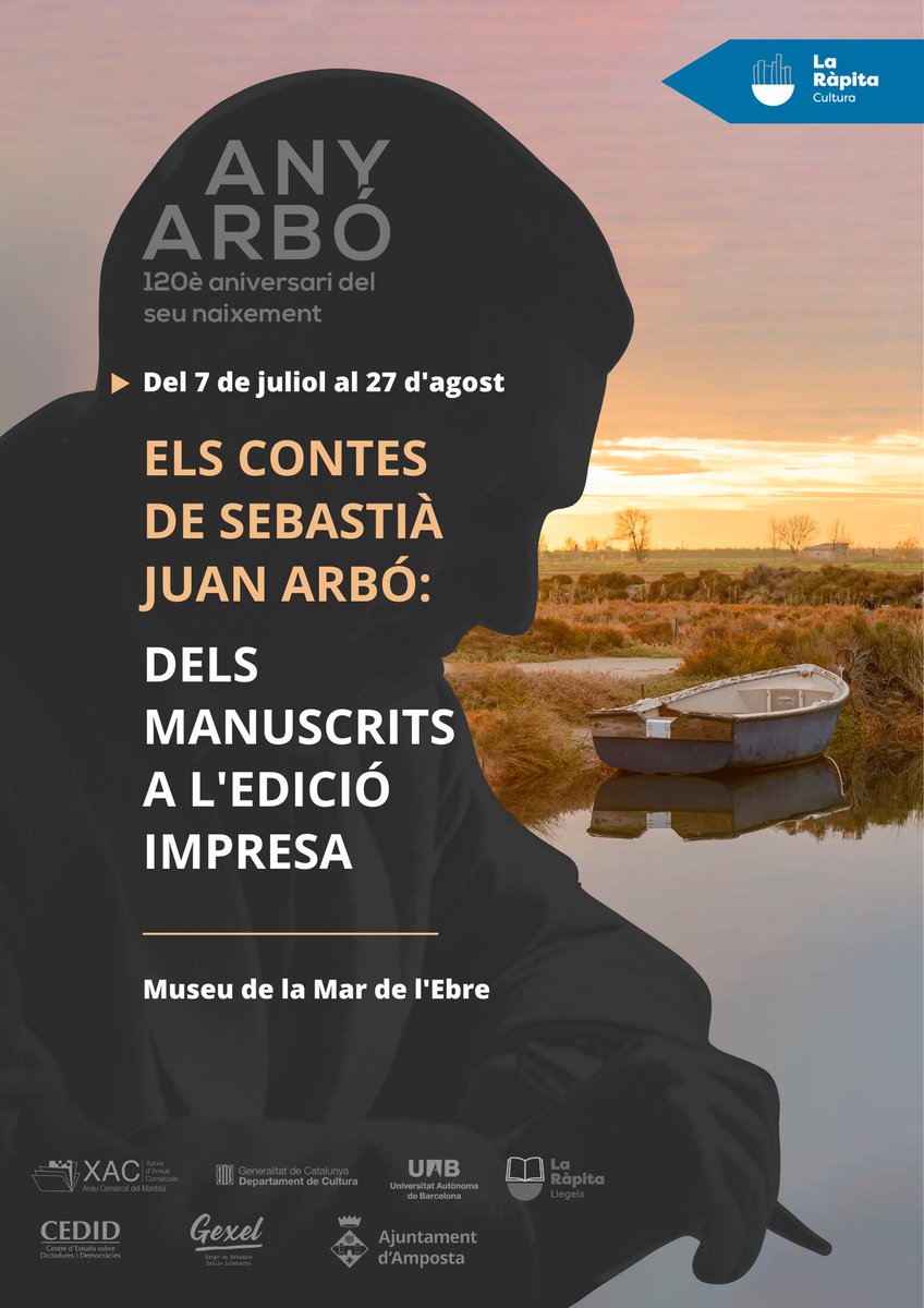 Aquest divendres ja podreu gaudir de la nova exposició que ens ha preparat el Museu de la Mar de l'Ebre per a aquest estiu, amb Sebastià Juan Arbó com a eix temàtic.

#CulturaRàpita23 #Arbó