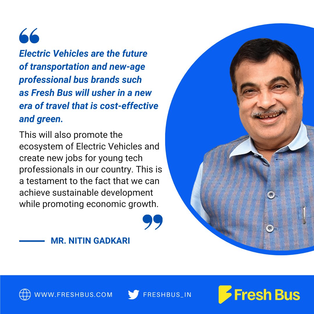 freshbus_in's tweet photo. Ride Towards a Greener Future with Fresh Bus! πThank you, Mr. Nitin Gadkari, Transport Minister of India, for recognizing Fresh Bus's potential and positive impact: https://t.co/5dNdPHfp1v.
@officeOfNG @nitin_gadkari
#ohsofresh #electricvehicles #greentravel #sustainable https://t.co/SZdmRmAyKV