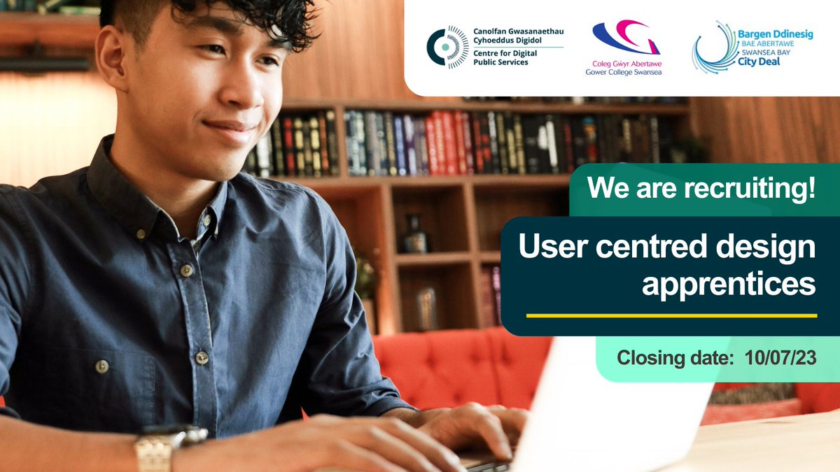 We’ve partnered with @GowerCollegeSwa to offer formal qualifications as part of our new Digital Apprenticeships scheme.

The qualifications development is funded by @SB_CityRegion, to support and grow digital talent across Wales.

Closing date: 10/07/23

beta.cdps.wales/jobs/3-user-ce…