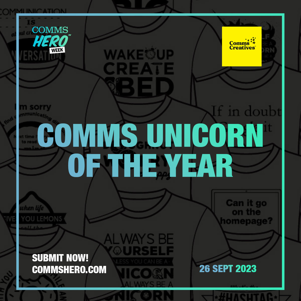 commsHERO (@commshero) on Twitter photo 🏆COMMS UNICORN OF THE YEAR #COMMSHERO AWARD 🏆
Do you know a comms professional who brings pure magic to the office? In collaboration with <a href="/commscreatives/">Comms Creatives</a>, we want to celebrate individuals with talent, passion, and a creative sparkle. 🦄 ✨
Submit here: ow.ly/8RwT50P0bkt 🏆COMMS UNICORN OF THE YEAR #COMMSHERO AWARD 🏆
Do you know a comms professional who brings pure magic to the office? In collaboration with <a href="/commscreatives/">Comms Creatives</a>, we want to celebrate individuals with talent, passion, and a creative sparkle. 🦄 ✨
Submit here: ow.ly/8RwT50P0bkt