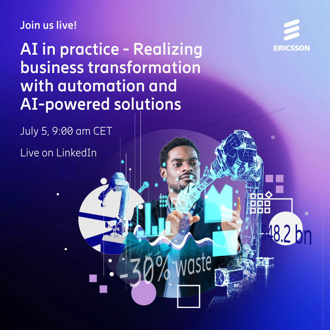 EricssonSoftw's tweet photo. From machine learning to deep neural networks, we'll uncover how #AI maximizes performance, efficiency, and delivers superior customer experiences. 👩‍💻🚀 

Join our LinkedIn LIVE session on July 5. Don't miss out!
https://t.co/VtynK1MbAr

#EricssonChats https://t.co/ziatjG780R