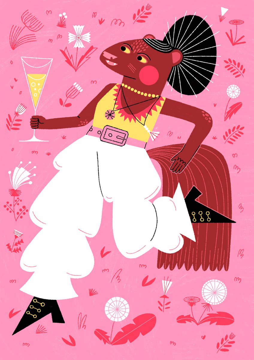 July starts cloudy and and not that bright, but here is one more party animal to fight that off 🥂

#freelance #illustration