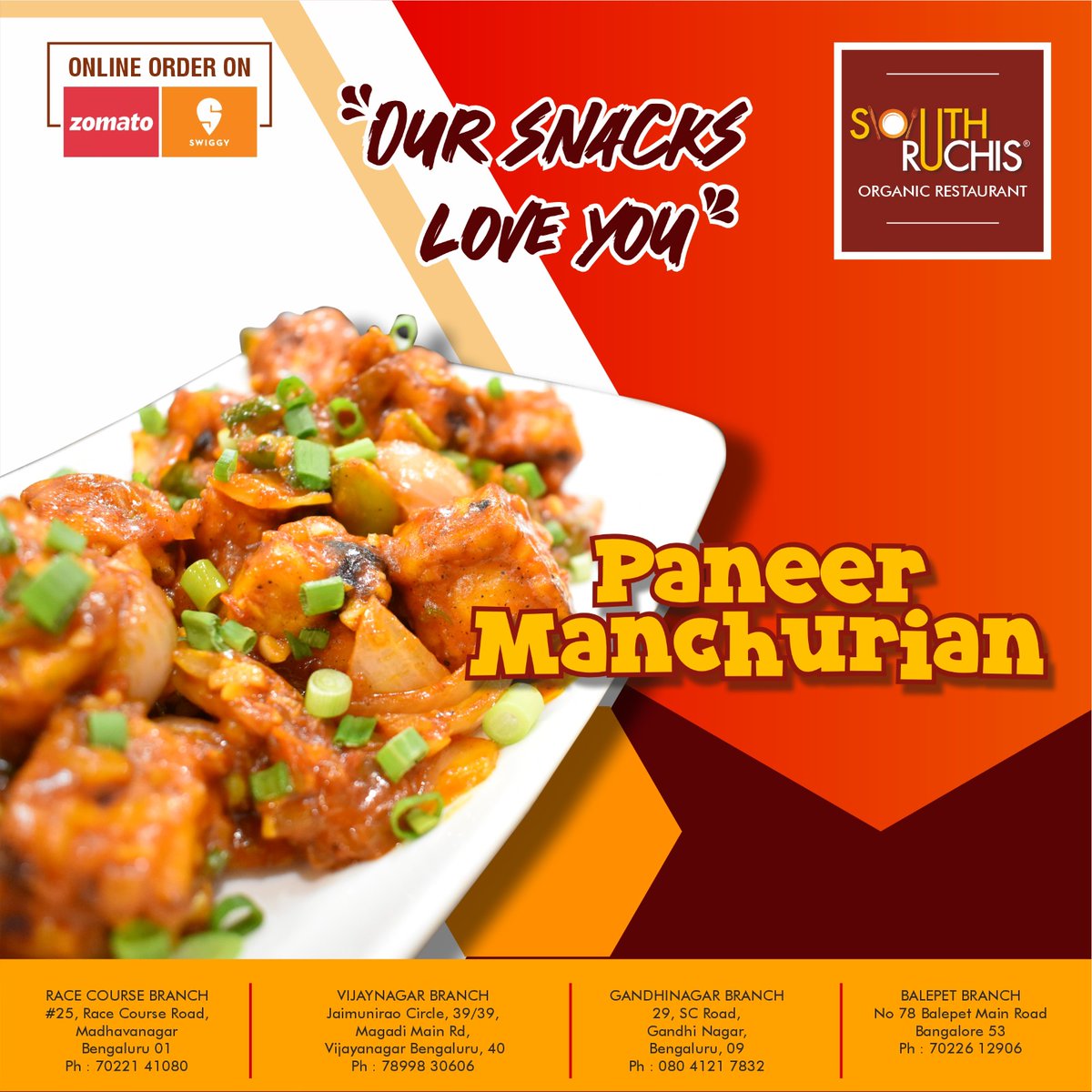RuchisSouth's tweet photo. 🌶🧀 Indulge in the Spicy Delight of Paneer Manchurian! 🌶🧀

Calling all food lovers! Are you ready to embark on a taste adventure? Look no further because we've got a mouthwatering treat for you - Paneer Manchurian! 🤤🍽 https://t.co/X2EPwY9upk