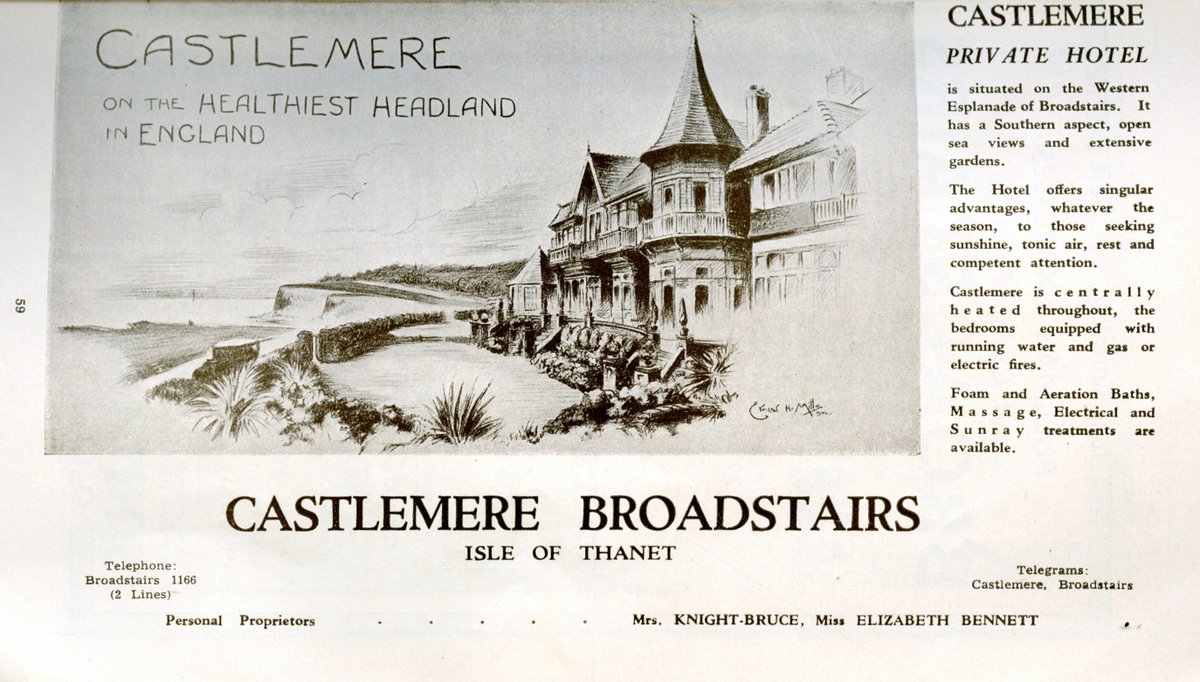 Hotel of the week. Telephone Broadstairs 1166 (Two lines) Foam and Aeration Baths, Massage Electrical and Sunray treatments are available.