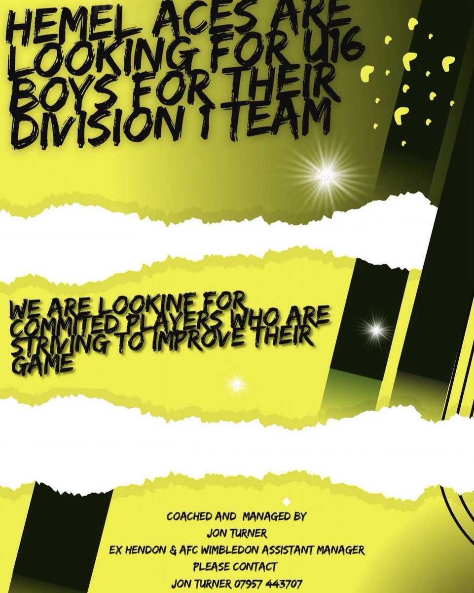 AdeyfieldPE's tweet photo. Anyone looking to join @HemelAces for their U16 team - they are recruiting so get in touch. #communityfooty https://t.co/mUKDbcnDQG