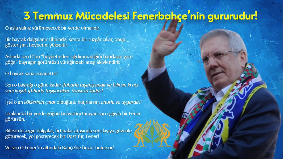 uzaygokerman's tweet photo. 3 Temmuz Mücadelesi Fenerbahçe’nin gururudur!