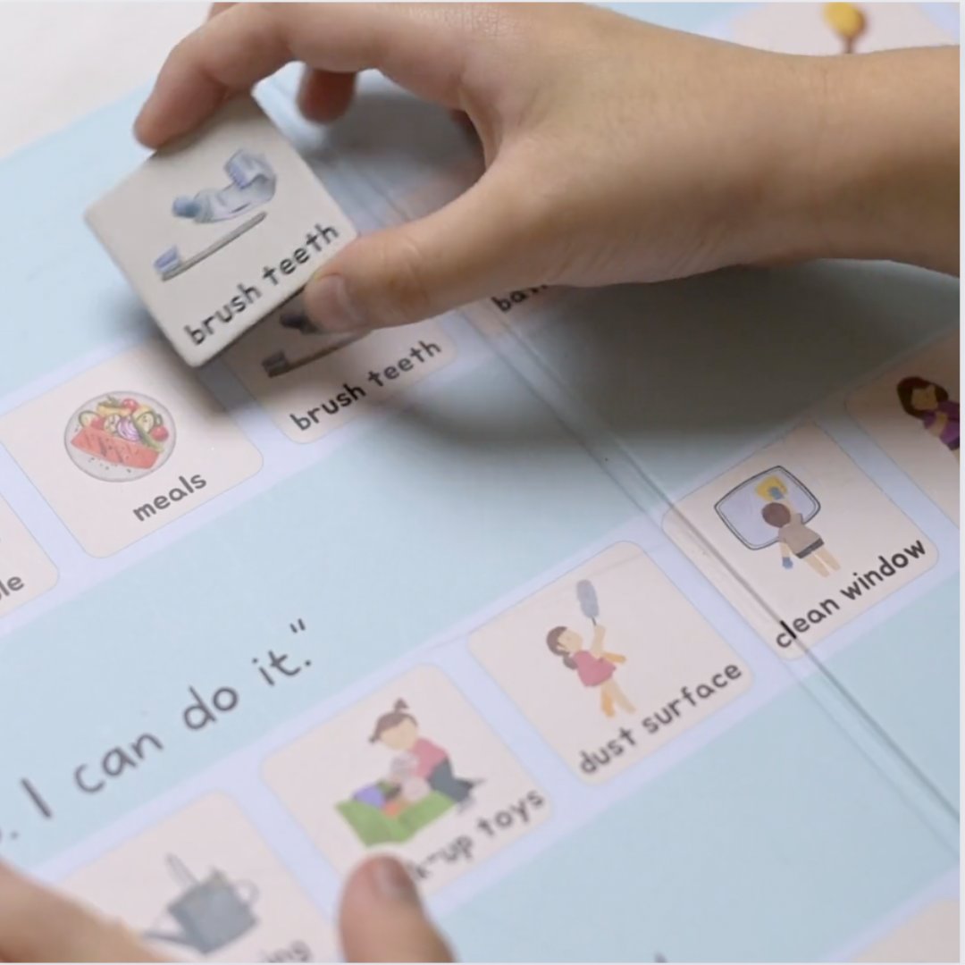 KarVillard's tweet photo. Have you guessed our #secretfeature?  This came out while #playtesting when our kids start to match the #visualcards with the #guidecards so we have added an open flap for kids to learn about #bedtimeroutines, #tasklisting, and #goalsetting. https://t.co/rJz8lO35tX