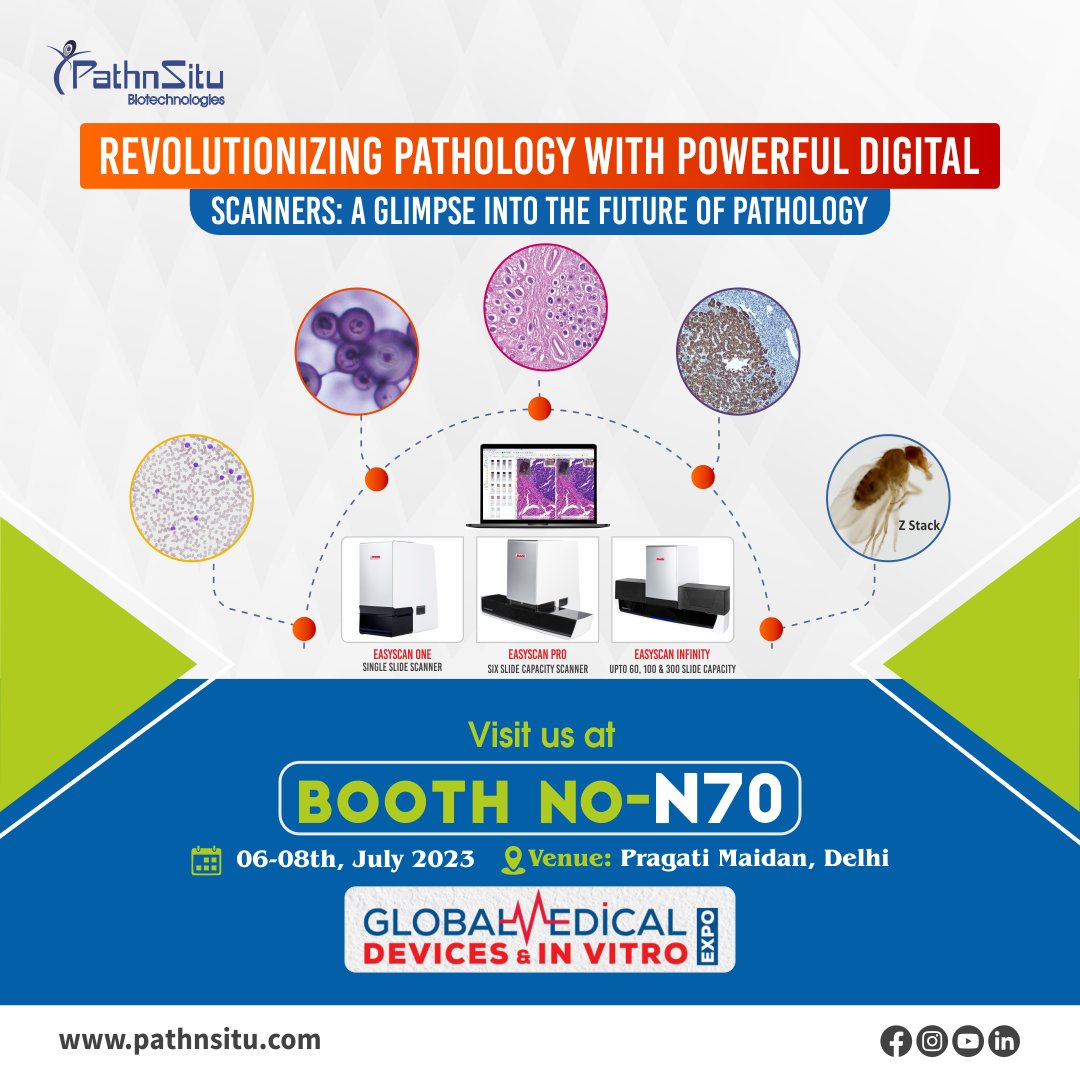 pathnsitu's tweet photo. Are you ready to experience the future of pathology?

Join us at India's Largest Medical Devices In Vitro Expo 2023 on 6th-8th July,2023 at Pragati Maidan, Delhi and explore the latest in digital pathology technology at our stall N70.

@MoticPathology https://t.co/1yiLzHE2Vj