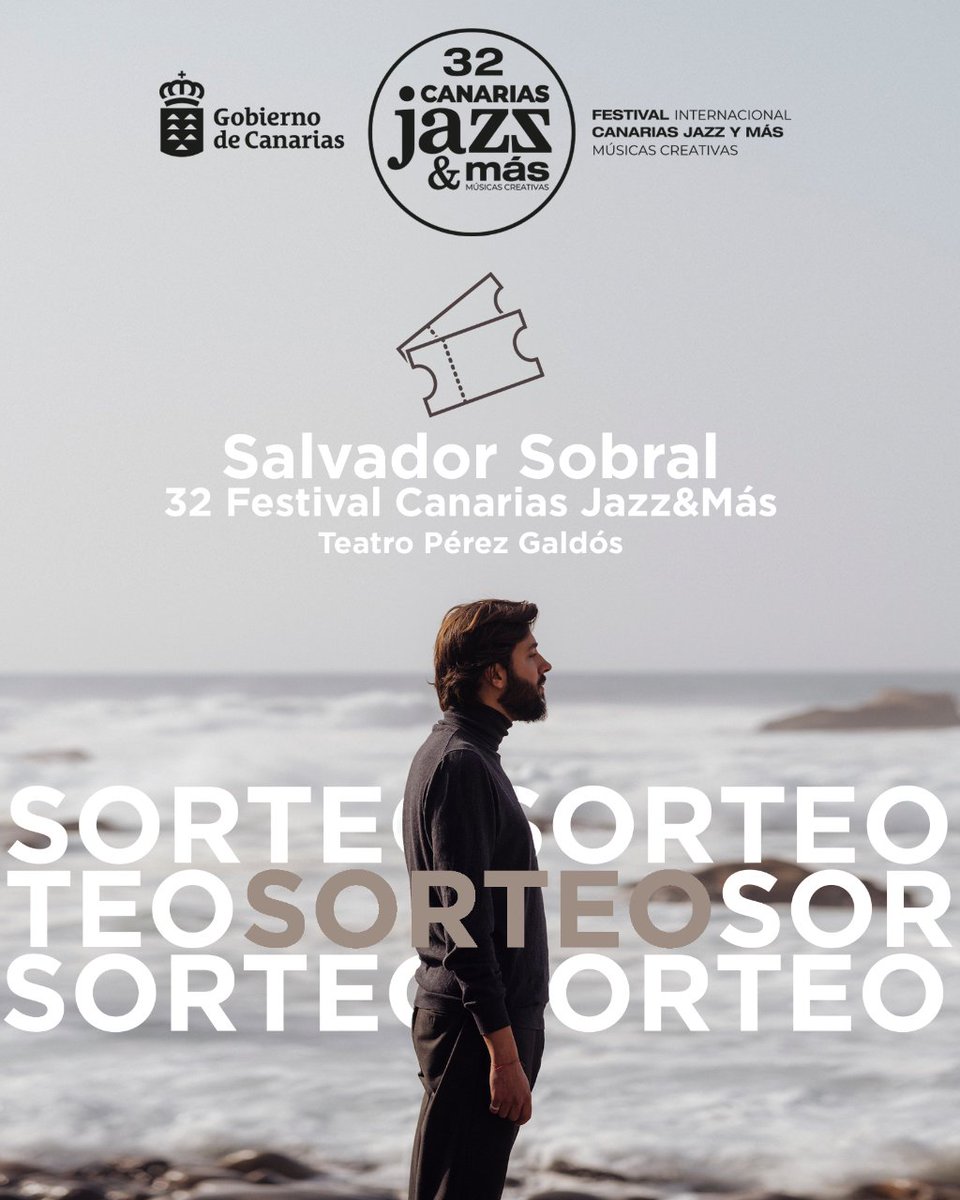 📣¡𝗦𝗢𝗥𝗧𝗘𝗢! 📣¡𝗦𝗢𝗥𝗧𝗘𝗢! 📣

🎟🎟 2 entradas para disfrutar del concierto de Salvador Sobral en el 32 Festival Internacional Canarias Jazz &amp; Más 2023, el jueves 13 de julio a las 20:30 en el #TeatroPérezGaldós.

#LasPalmasDeGranCanaria #SalvadorSobral #Sorteo