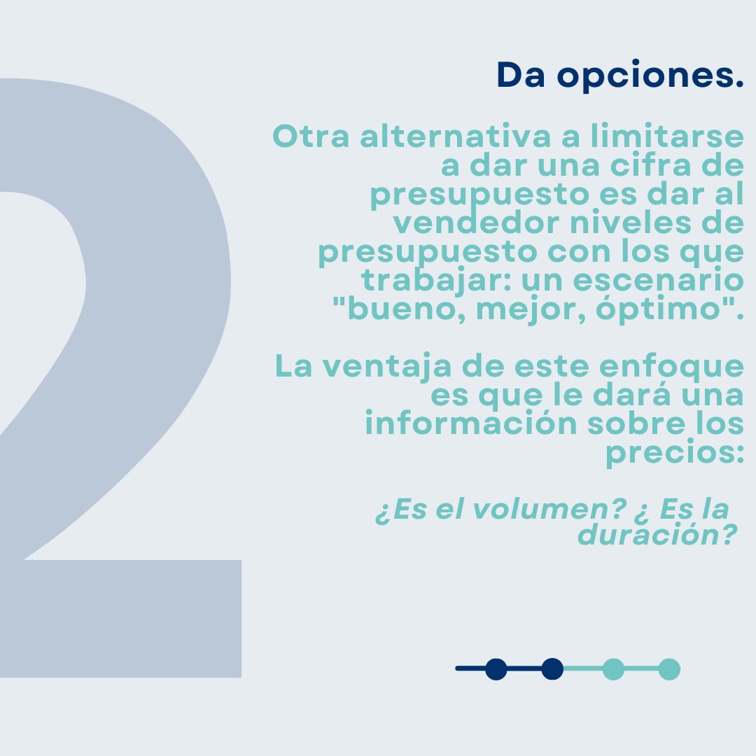 ScotworkES's tweet photo. Los compradores tiene miedo a compartir su presupuesto y que el vendedor les pida exactamente esa cantidad.
La alternativa es no decir nada y el proceso se eterniza...
Aquí hay algunas maneras diferentes de responder, "¿Cuál es su presupuesto?" (1/2) https://t.co/vzSfhG2J4B