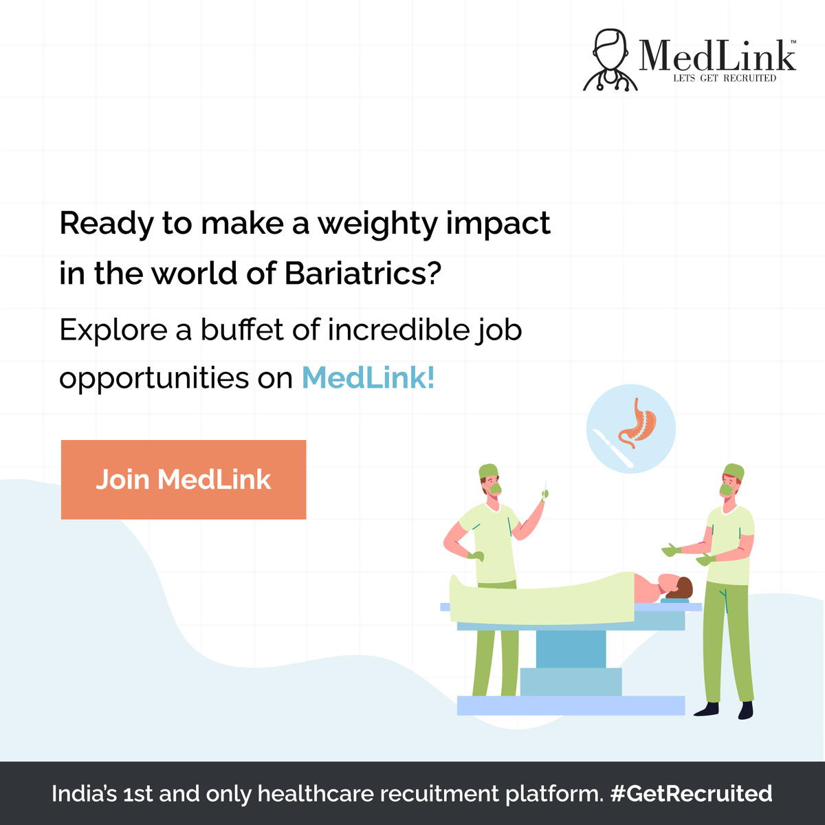 Explore Bariatric surgeon job opportunities across the best hospitals in India.
Join MedLink - India's 1st and Only healthcare recruitment platform.
#getrecruited #OneStepAhead #bariatricsurgeon #HealthcareJobs