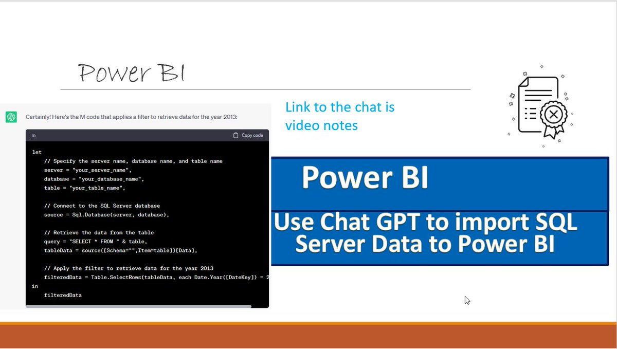dagdooe's tweet image. Using Chat GPT to write M code. Pretty basic. Extract data from a table, Filter the data on a specific column. Must say I am quite impressed with the code generation capability. #powerbidesktop #powerbi #powerbidevelopers #powerbideveloper #powerquery #MCode