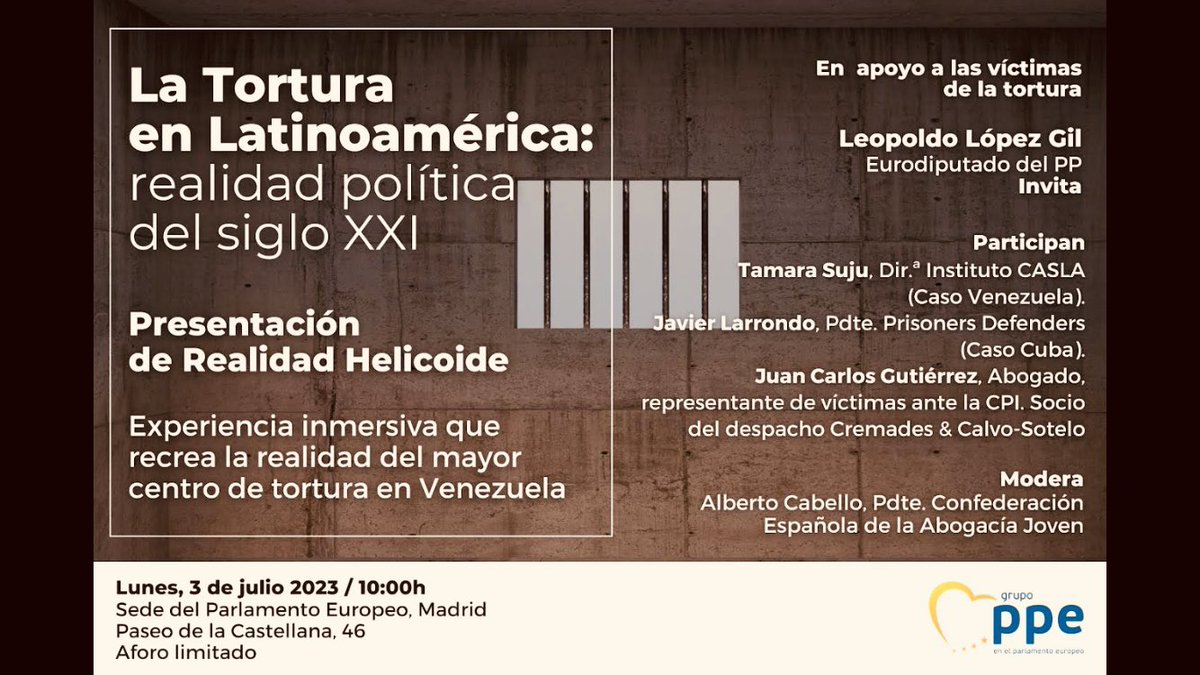 Espectacular realidad virtual @HelicoidReality sobre tortura en 🇻🇪. No se puede ser indiferente 🇨🇺🇻🇪de los que son torturados por luchar por la #libertad. Hay presos políticos 🇪🇺🇪🇸en 🇻🇪.En la sede de #Madrid del <a href="/Europarl_ES/">Parlamento Europeo en España</a> <a href="/leopoldolopez/">Leopoldo López</a> <a href="/LeopoldoLopezG/">Leopoldo López Gil</a> infobae.com/venezuela/2023…