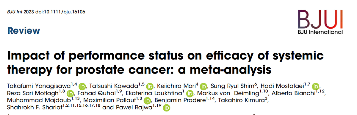 Pawel Rajwa (@dr_rajwa) on Twitter photo Our findings suggest that worse PS should not discourage treatment intensification across all PCa stages. <a href="/BJUIjournal/">BJU International</a> <a href="/gehi87/">Takafumi Yanagisawa</a> <a href="/DrShariat/">Shahrokh F. Shariat</a> <a href="/FQuhal/">Fahad Quhal فهد قحل</a> <a href="/E_Laukhtina/">Ekaterina Laukhtina</a> <a href="/BenjaminPradere/">Benjamin Pradere</a> <a href="/Uro_MedUniWien/">Urologic Oncology Research MedUni Vienna</a>
bjui-journals.onlinelibrary.wiley.com/doi/10.1111/bj… Our findings suggest that worse PS should not discourage treatment intensification across all PCa stages. <a href="/BJUIjournal/">BJU International</a> <a href="/gehi87/">Takafumi Yanagisawa</a> <a href="/DrShariat/">Shahrokh F. Shariat</a> <a href="/FQuhal/">Fahad Quhal فهد قحل</a> <a href="/E_Laukhtina/">Ekaterina Laukhtina</a> <a href="/BenjaminPradere/">Benjamin Pradere</a> <a href="/Uro_MedUniWien/">Urologic Oncology Research MedUni Vienna</a>
bjui-journals.onlinelibrary.wiley.com/doi/10.1111/bj…