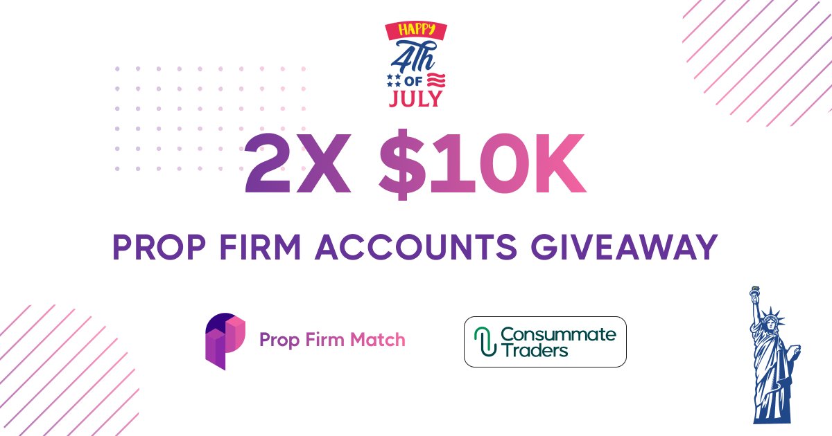 PropFirmMatch's tweet photo. 🎆 4th of July giveaway! 🎆

We give away 2x 10K @ConsummateTrdrs challenge accounts! 🎉

➡️ Follow @PropFirmMatch and @ConsummateTrdrs
🔄 Retweet this post
👥Tag two friends who need to see this

⏳ 48 hours https://t.co/jUbs6iDhpx