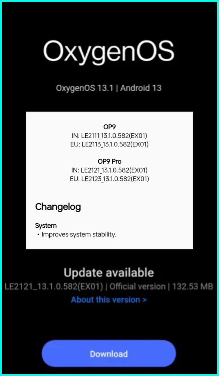TechActivist666's tweet image. OnePlus 9 and OnePlus 9 Pro gets OxygenOS 13.1.0.582 Update

#OnePlus9
#OnePlus9Pro
