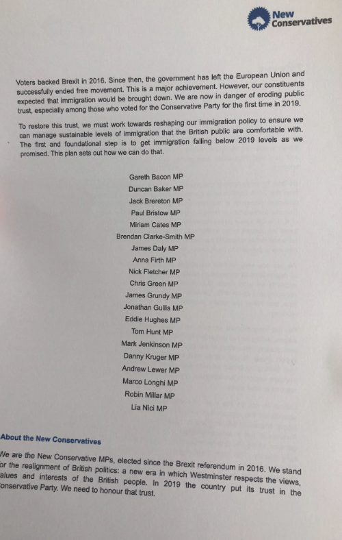 PolitlcsUK's tweet photo. 🚨 | NEW: The New Conservatives, launching today to challenge Rishi Sunak's authority, leaves out its own leader Lee Anderson from the supporters' list

He apparently has a "terrible sick bug" and so hasn't shown up for the launch of his own group https://t.co/GMrY86KN3E
