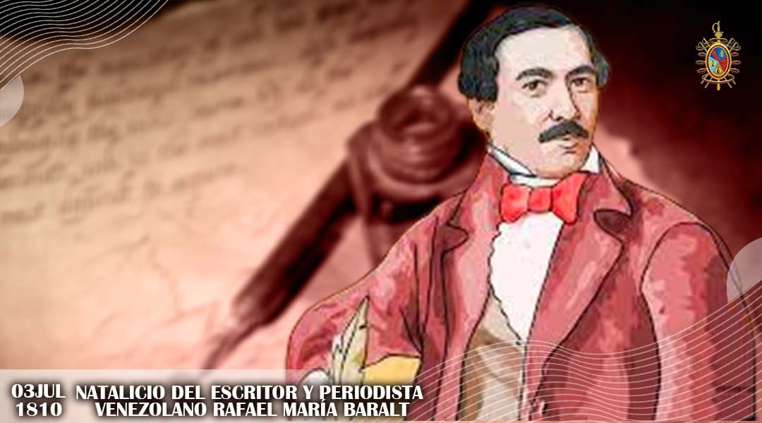 🗓️ #03Jul || Un día como hoy, nació Rafael María Baralt; escritor, periodista, historiador, filólogo, crítico y poeta. Reconocido por ser el primer latinoamericano elegido Individuo de Número en la Real Academia de la Lengua Española.