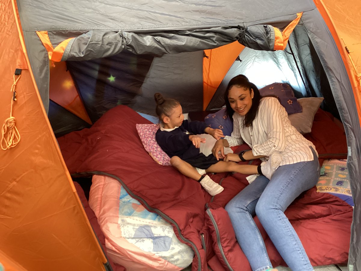 MOVEWatergate's tweet photo. First morning of MOVE Fest and the Purple camping zone is busy with excited MOVErs! @MOVEprogramme @SchoolWatergate https://t.co/LLa27vLx0d