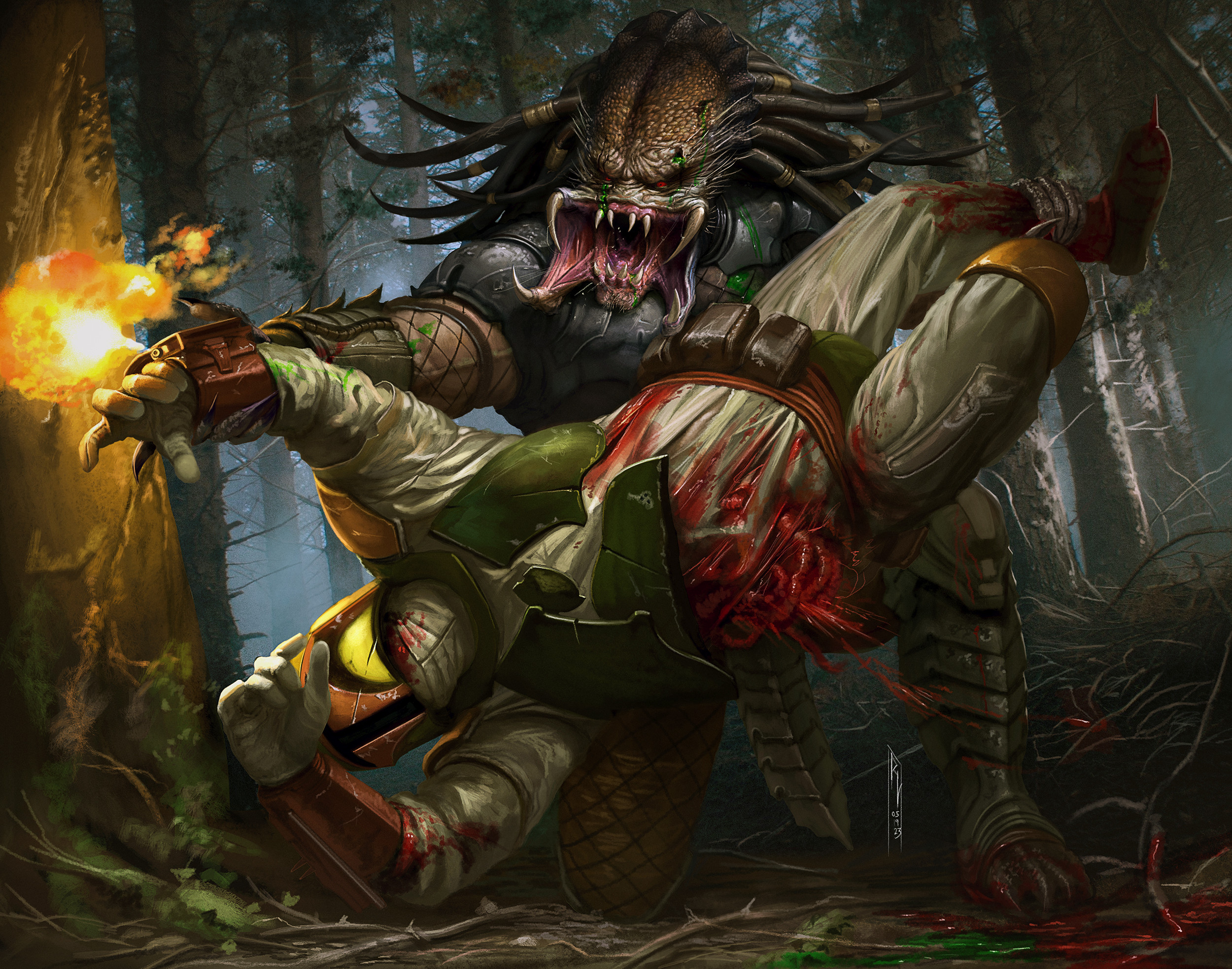 Alien vs. Predator Galaxy on X: "This stunning rendition of a fight between Boba  Fett and a Predator is the work of Rienque LeVerite. #Predator #Yautja  #StarWars #BobaFett #RienqueLeVerite https://t.co/TQtTqPWZIL" / X