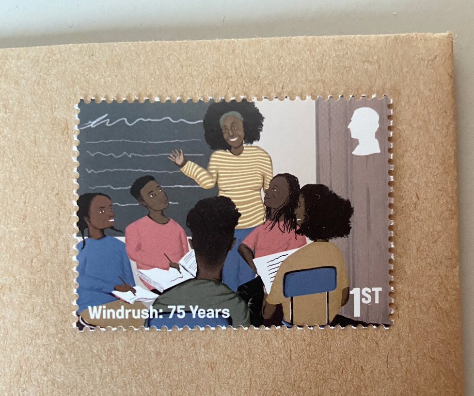 I’m so happy to share the stamp I designed for <a href="/RoyalMail/">Royal Mail</a> 

My stamp pays homage to Caribbean Saturday schools and the community’s dedication to uplifting children through education.  excited to share more about the process behind this project soon.