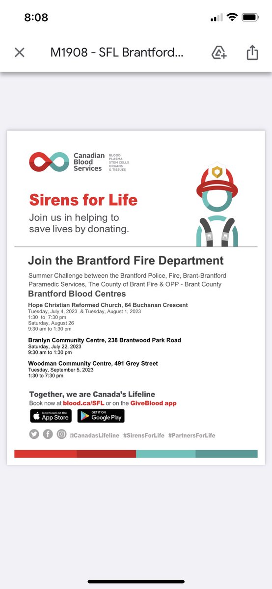 We’re back with #CanadianBloodServices raising awareness & making much needed donations. See the attached details to join our team ! 

#Sirensforlife