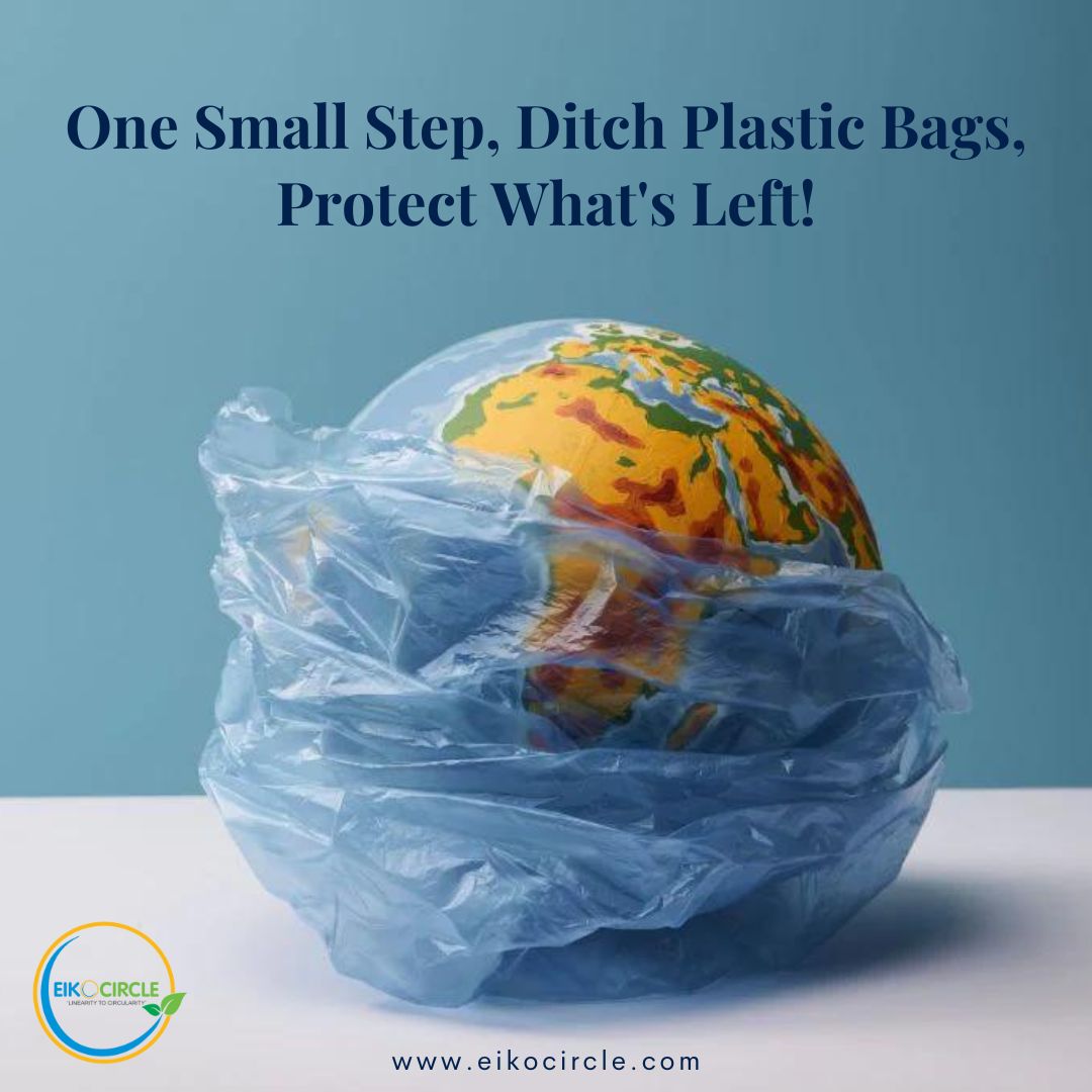 eikocircle's tweet photo. "๐ Plastic bags harm our planet. Choose reusable! On #PlasticBagFreeDay, make the switch to cloth bags, mesh-produce bags, and DIY eco-bags. Let's build a sustainable future! โป๏ธ #Sustainability #GoReusable" https://t.co/vJ2MTz5RNX