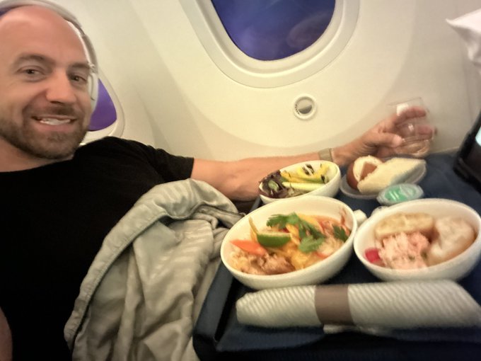 2 pic. These lay flat seats are what’s up, but I sleep naked, so… don’t mind me, sleeping naked on this