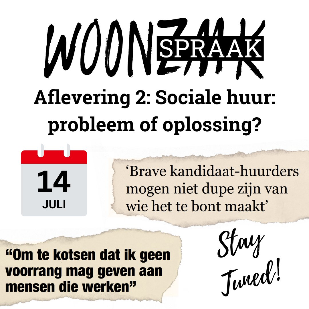 De grote woorden over sociale huur werden de afgelopen dagen in de media opnieuw niet geschuwd.

Misschien kan wat extra inzicht in de werking van sociale huisvesting geen kwaad. Stay tuned voor de tweede aflevering van Woonspraak over de sociale huurmarkt, 14 juli online!