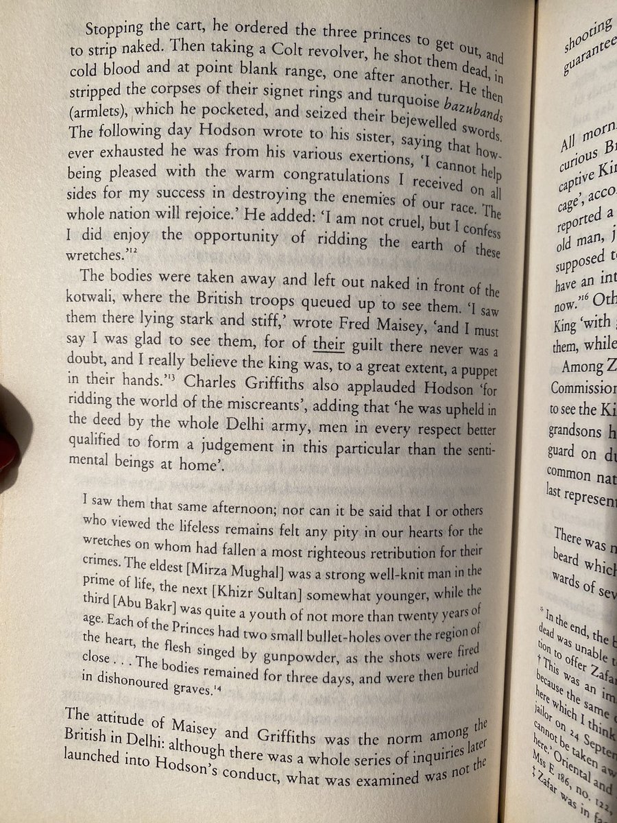 KulsumeHai's tweet photo. I found William Dalrymple’s The Last Mughal the most painful to read, as it describes the last effort of Mughal India to rid itself of British occupation, but this part about Mughal princes Mirza Mughal, Khizar Sultan and Abu bakr, who led the rebellion, is the saddest . https://t.co/FBxNd8aakh