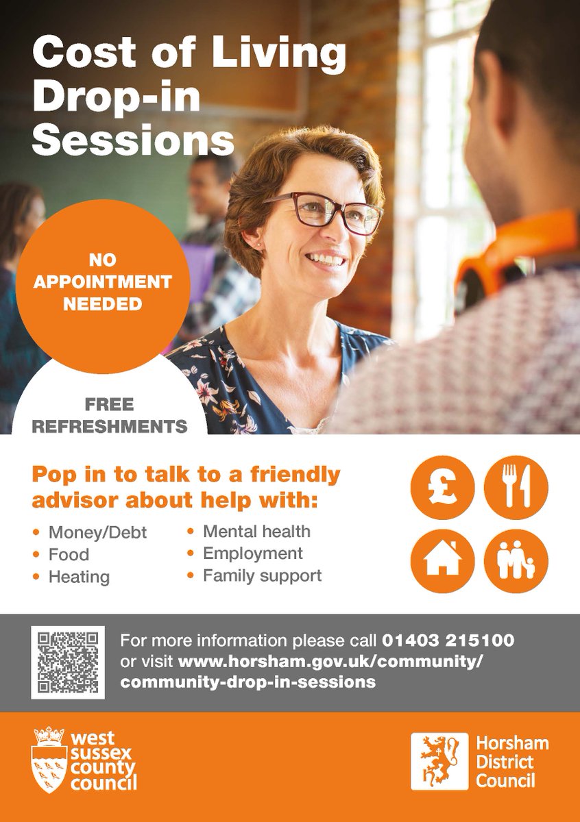Whether you're looking for help with money worries, a friendly face to share concerns with or cost of living support, come along to Chanctonbury Leisure Centre  this Friday 10am-12pm for a cuppa and a chat at our next Cost of Living drop-in session 😃