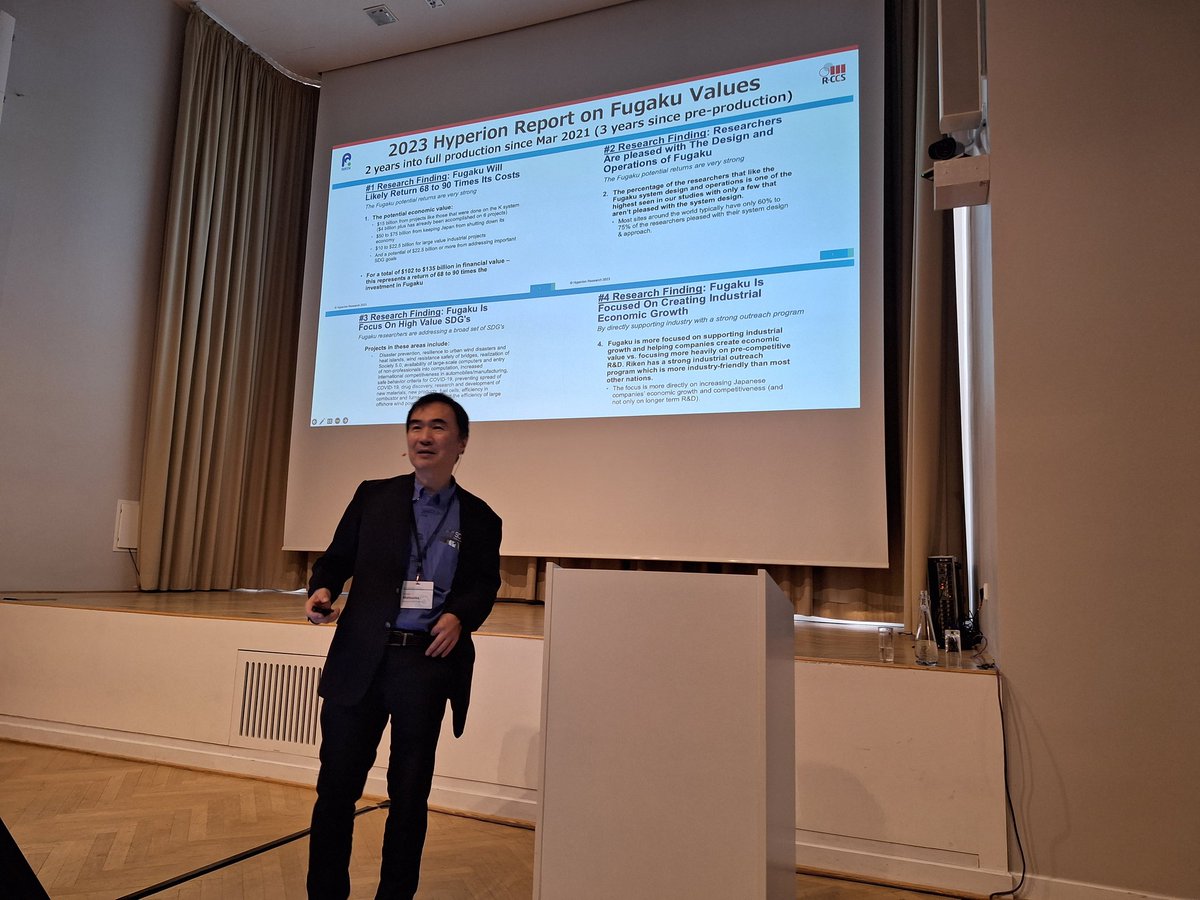 thoefler's tweet photo. Satoshi Matsuoka @ProfMatsuoka tells us how Supercomputing saved Japan billions of dollars in economic downturn during covid. Fugaku's ROI is 68-90 times!

The opportunity for EVE is similar or even bigger! Let's unite and reap it together combining #HPC and #AI. https://t.co/1m4Ke6VCui