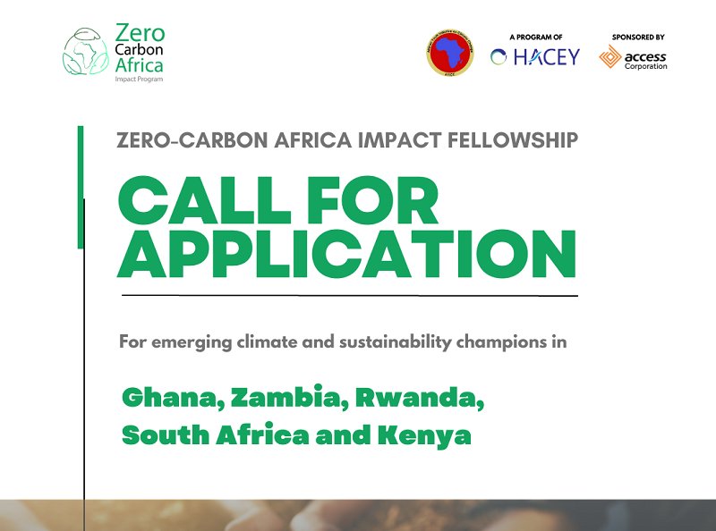 Zero-Carbon Africa Impact Fellowship Program 2023

Link: bit.ly/44qdGJl

The program cultivates exceptional young African leaders to advocate for achieving a net-zero carbon footprint in Africa.