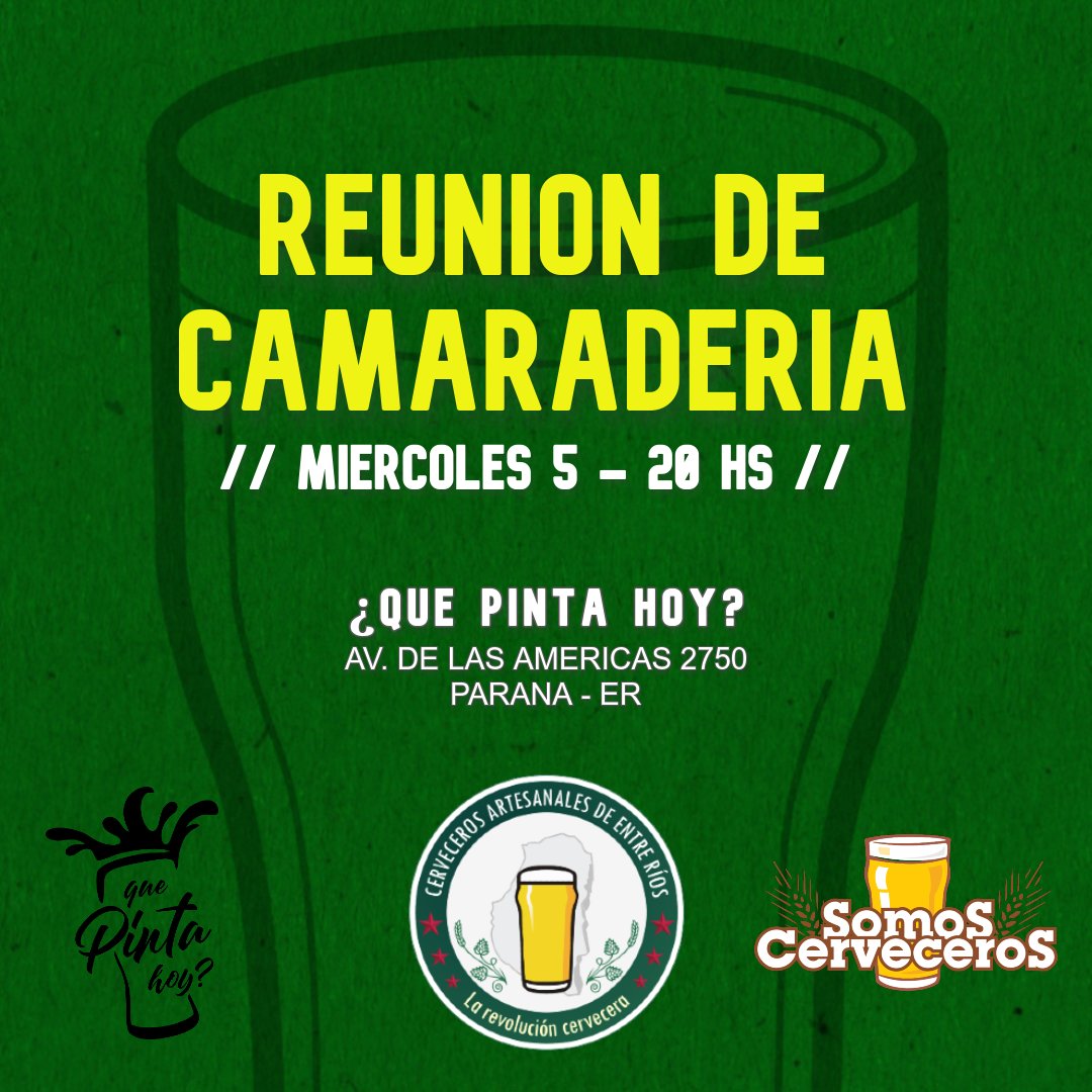 Vuelven las Reuniones abiertas de camaradería cervecera!!
.
Acercate a charlar un rato sobre cervezas, su fabricación, historia, estilos o conocer productores locales, podes venir con tu cerveza.
.
#CervecerosER #SomosCerveceros #PediArtesanal #CulturaCervecera