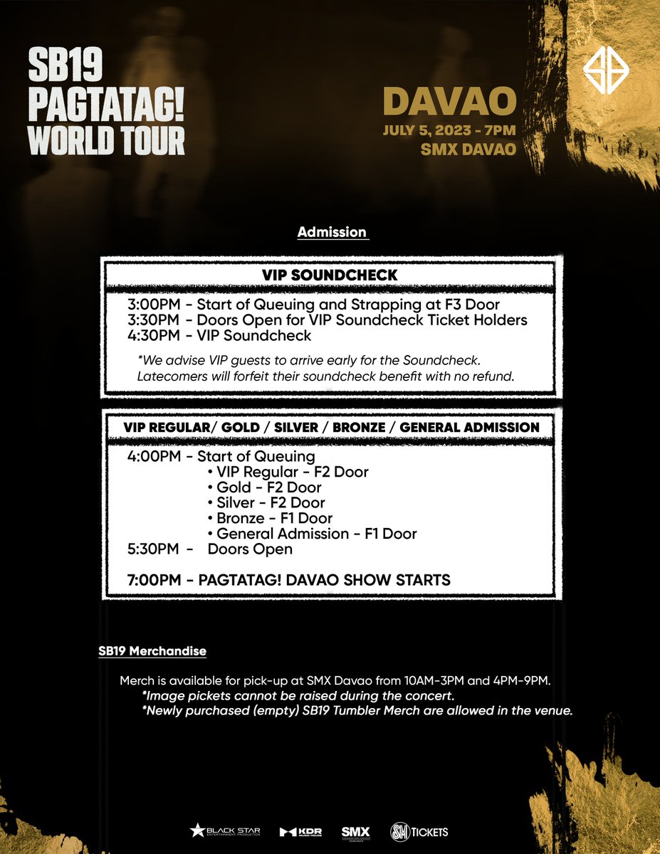 SB19Official's tweet photo. ⚠️ Take note of our venue guidelines for the #PAGTATAGWorldTourDavao concert!

#SB19 #PAGTATAG #SB19PAGTATAG #PAGTATAGWorldTour https://t.co/lYWf6k7BBc