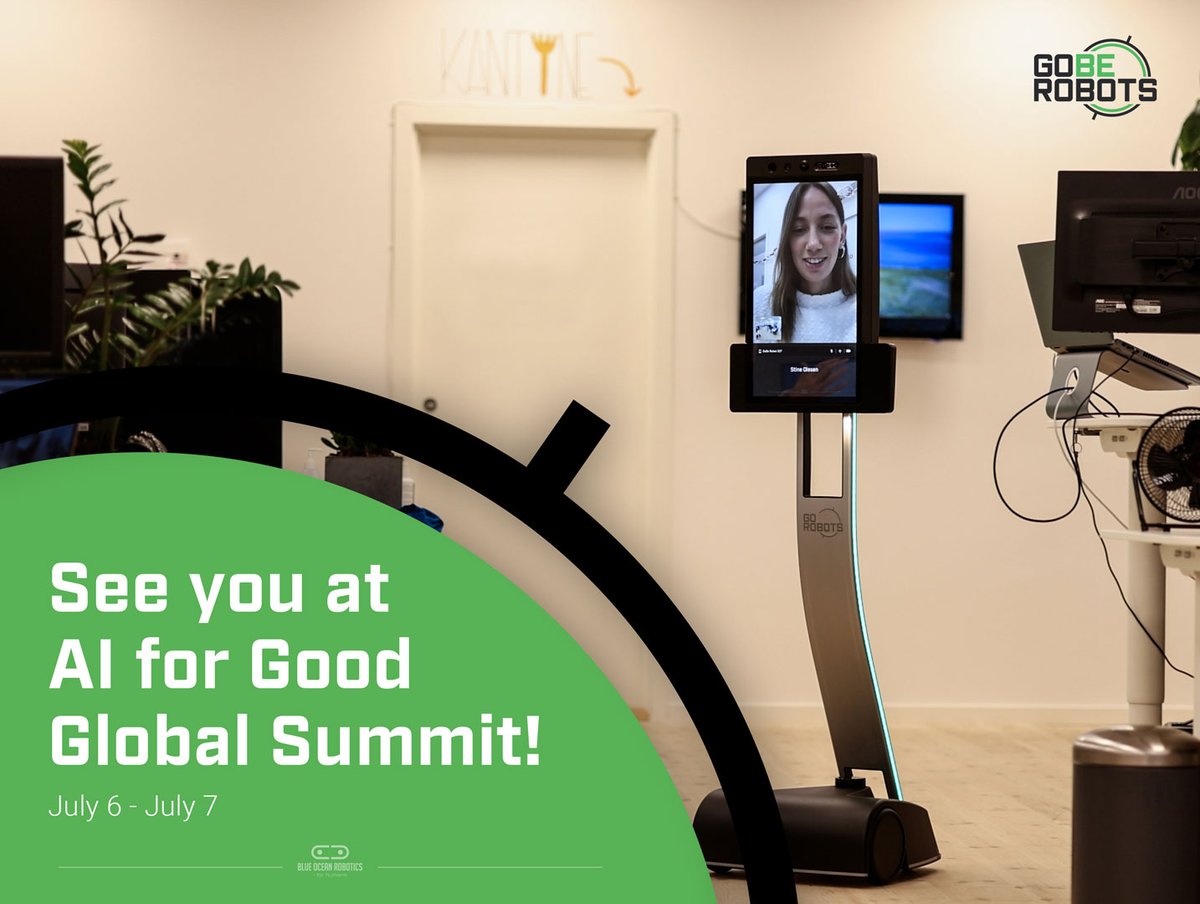 GobeRobots's tweet image. Exciting news!
GoBe Robots will be present at the AI for Good Global Summit in Switzerland from July 6th to 7th.
Join us at the AI for Good Global Summit conference and experience the future of telepresence!