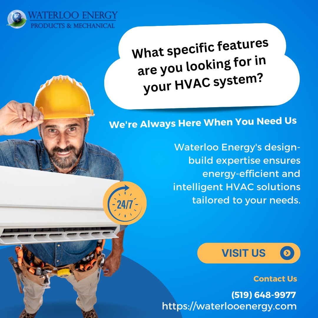 Planning a new build or retrofit project? Waterloo Energy's design-build expertise ensures energy-efficient and intelligent HVAC solutions tailored to your needs. Let's discuss your project objectives and how we can help you achieve them! 
#waterlooenergy
