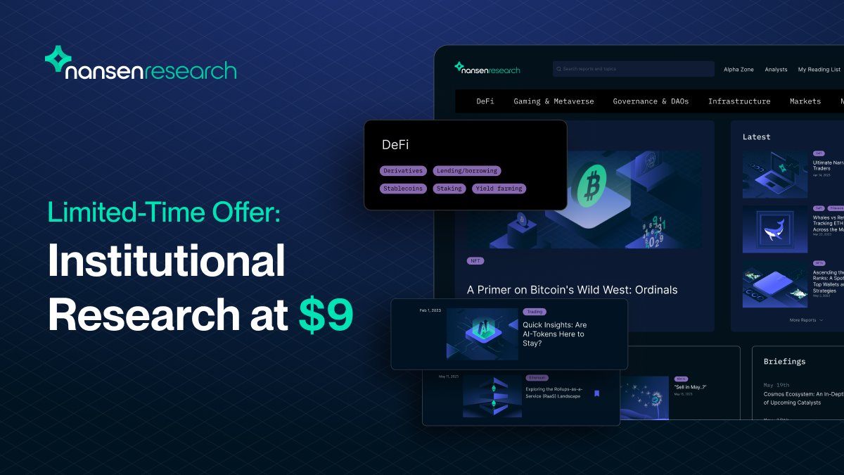 Institutional-grade research, trusted by smart money at just $9.

Less noise. More signal.

Get smarter with proven, actionable insights today.

Only for the month of July: research.nansen.ai