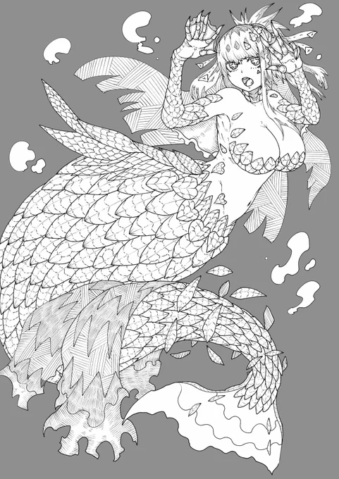 お題箱でいただきましたおっぱいは鱗ブラで手に水かきが生えている人魚娘です 