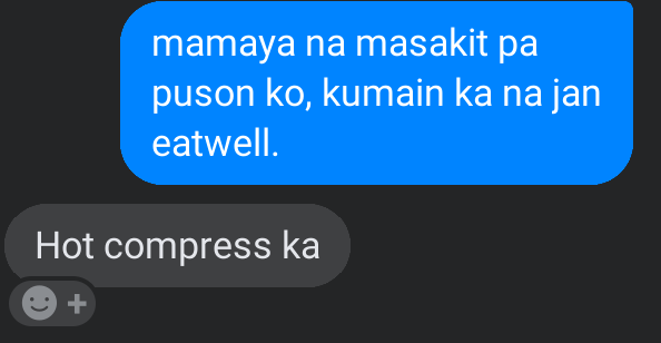MaryYnopia's tweet photo. mag hot compress na ko, sabi niya eh bwhahaha https://t.co/PGvsjXPjgA