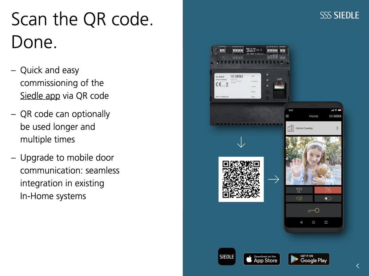 SiedleUSA's tweet image. Siedle Smart Gateway - Scan the QR code.  Done. 
Quick and easy commissioning of the  Siedle app via QR code.

#smartgateway #siedleapp #easy