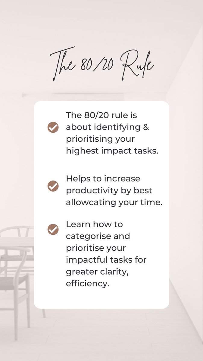 Whether working, #jobseeking or managing your #time, understanding the 80/20 rule will help you recognise your most impactful to-dos. Learn to prioritise &amp; categorise leading to greater #confidence and sense of achievement.
Read Me: lnkd.in/ee7pBupC
#productivity