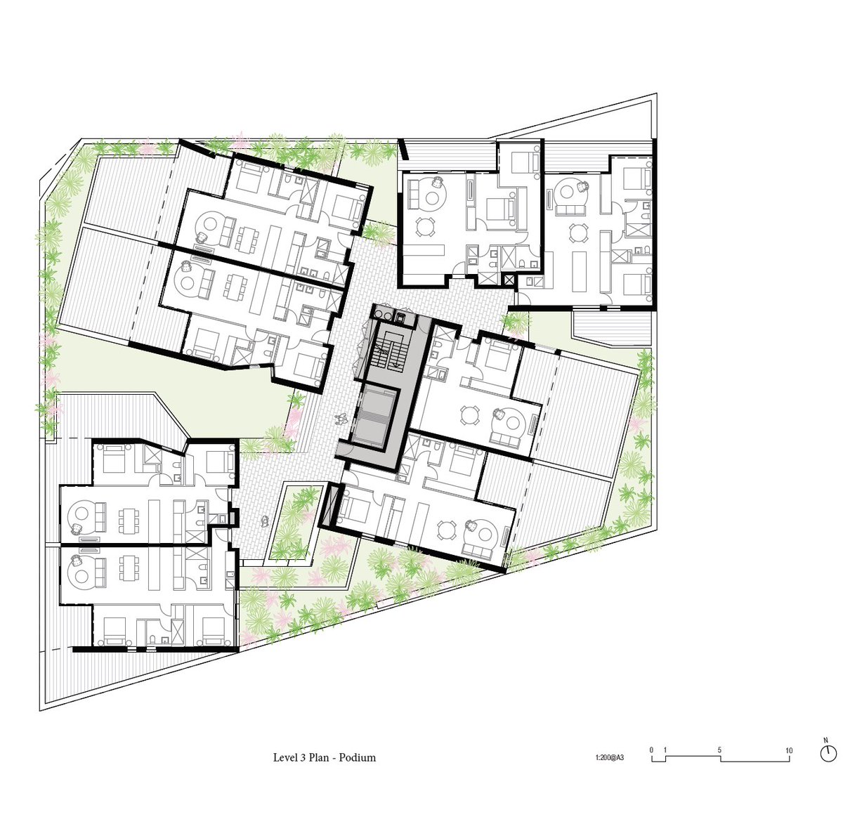 PhilipThalis's tweet photo. To streets &amp; within, excellent scale, articulation &amp; controlled palette of materials.
In an ingenious arrangement, common circulation in double height, screened &amp; landscaped balconies, augmented by large communal roof terrace.
High amenity.
Architects #chrofi &amp; #deRome https://t.co/ujfPAgCjM4