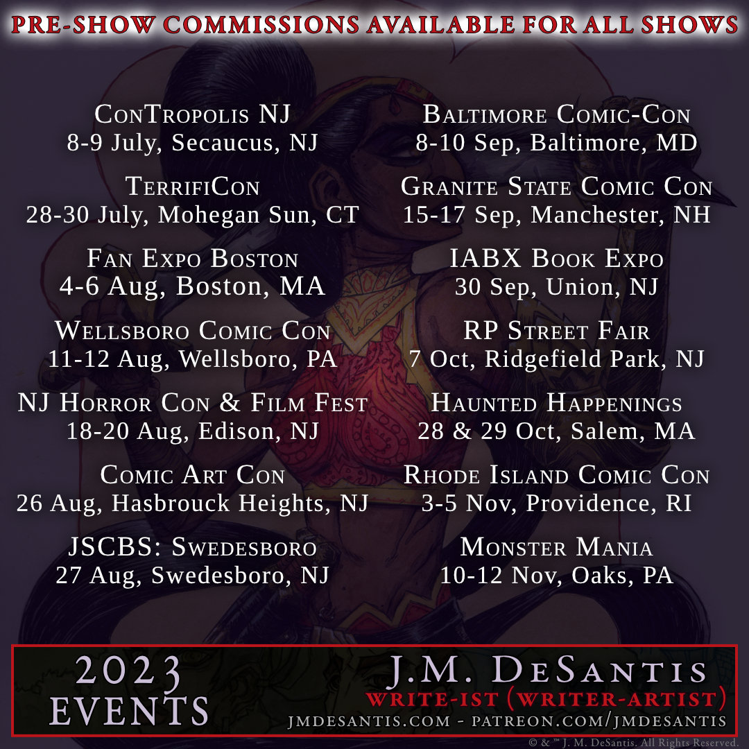 jmdesantis's tweet photo. One half down, one half to go...
Books, comics, art prints, & commissions.
#writer #author #artist #creator #comics #books #art #commissions #comiccon #horrorconvention #bookcon #commissionsopen #preshowcommissions https://t.co/XvEyPBPmW5